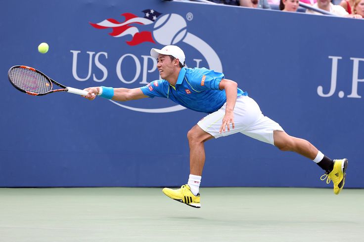 August 31, 2015 - Kei Nishikori in action against Benoit Paire (not pictured) in a Men's Singles - Round 1 match during the 2015 US Open at the USTA Billie Jean King National Tennis Center in Flushing, NY. (USTA/Ned Dishman)